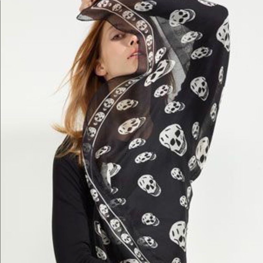 Alexander McQueen’s Silk Chiffon Print Skull Scarf